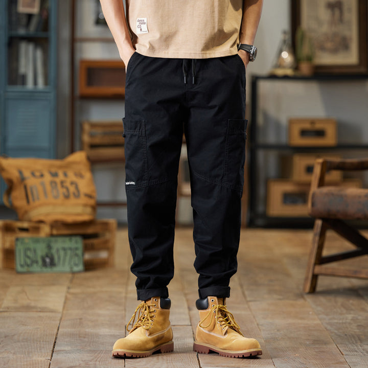 Herren Baumwoll-Twill Joggerhose im Tapered-Schnitt mit Tunnelzug und gekrempeltem Saum Echo Archiv