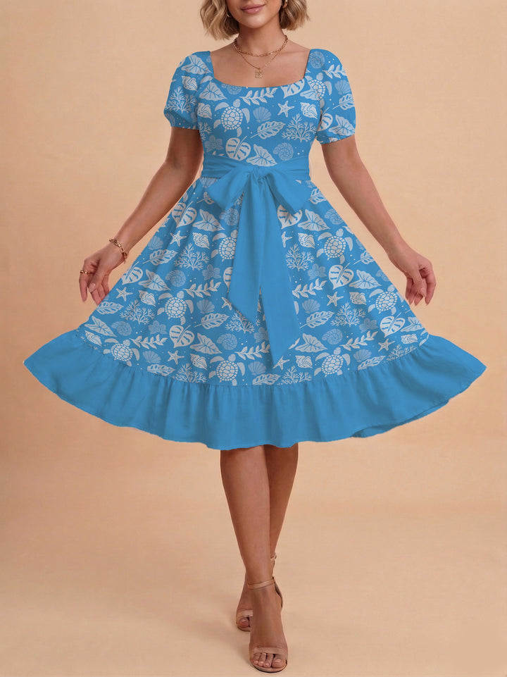 Damen Kleid mit tailliertem Schnitt und verspieltem Blumenmuster Echo Archiv