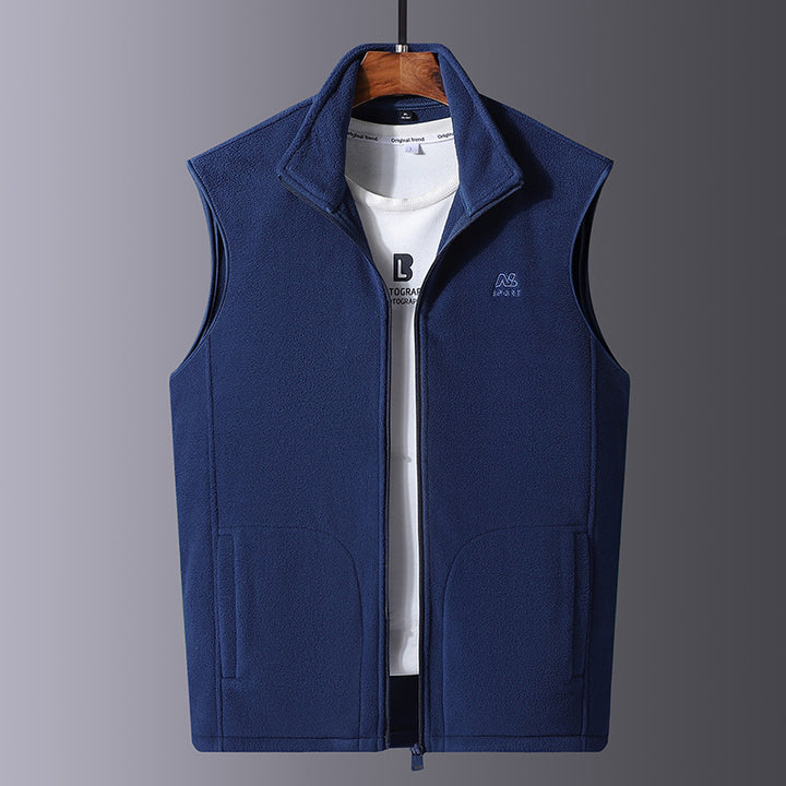 Herren Leichte Microfleece-Outdoorweste mit hochschließendem Stehkragen und verdecktem Reißverschluss Echoarchiv