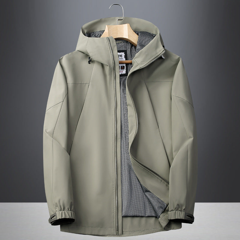 Herren Softshell Regen- und Übergangsjacke mit Kapuze, winddichter Membran und atmungsaktivem Meshfutter Echoarchiv