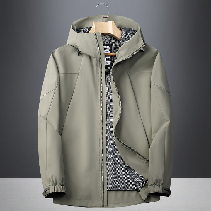 Herren Softshell Regen- und Übergangsjacke mit Kapuze, winddichter Membran und atmungsaktivem Meshfutter Echoarchiv