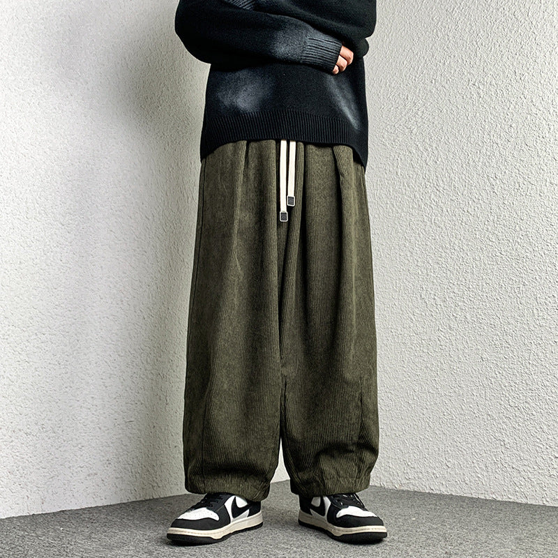 Unisex Extraweit geschnittene Cord-Loungehose mit Tunnelzug und elastischen Bündchen Echo Archiv