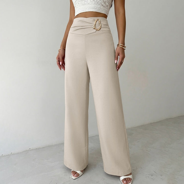 Damen Weitgeschnittene Hose mit Hohem Bund und Dekorativem Gürtel Echo Archiv