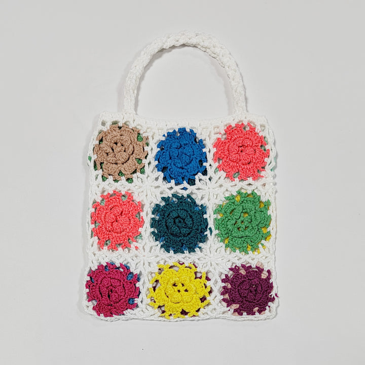 Damen gehäkelte Handtasche mit buntem Blumenmuster Echo Archiv