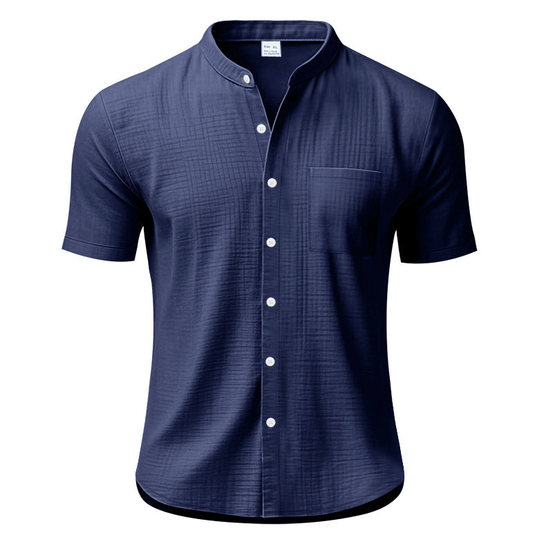 Herren Kurzarm-Henley-Shirt mit strukturiertem Design und Brusttasche Echoarchiv