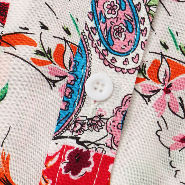 Herren Kurzarmhemd mit kreativem Patchwork-Muster und atmungsaktiver Baumwolle Echoarchiv