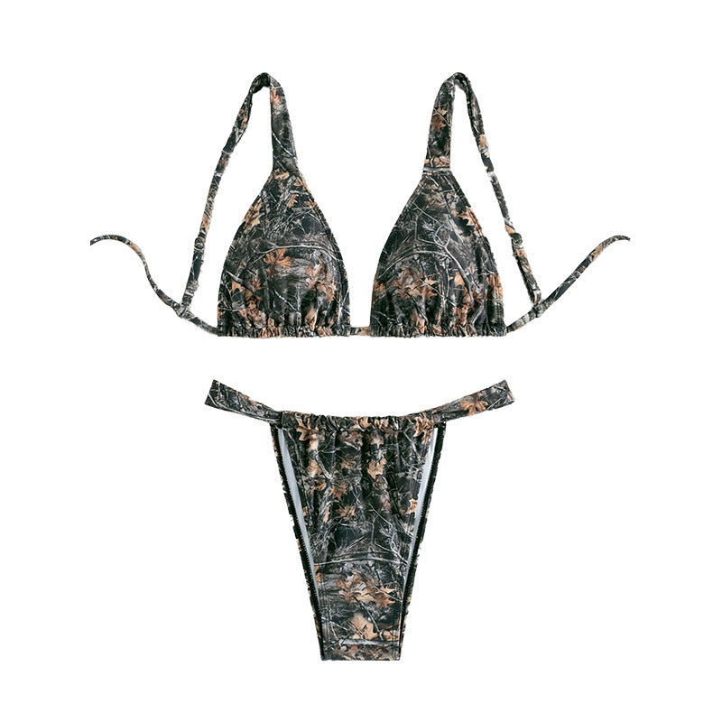 Damen Triangel-Bikini mit modischem Camouflage-Muster und verstellbaren Trägern Echo Archiv