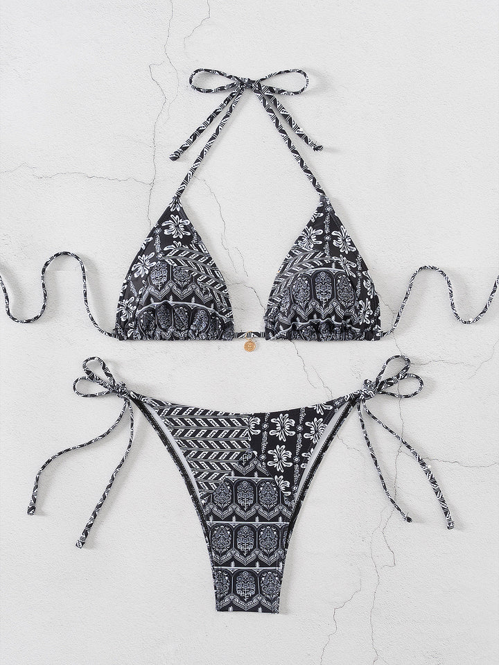 Damen Triangel-Bikini mit verspieltem Palmenmuster Echo Archiv