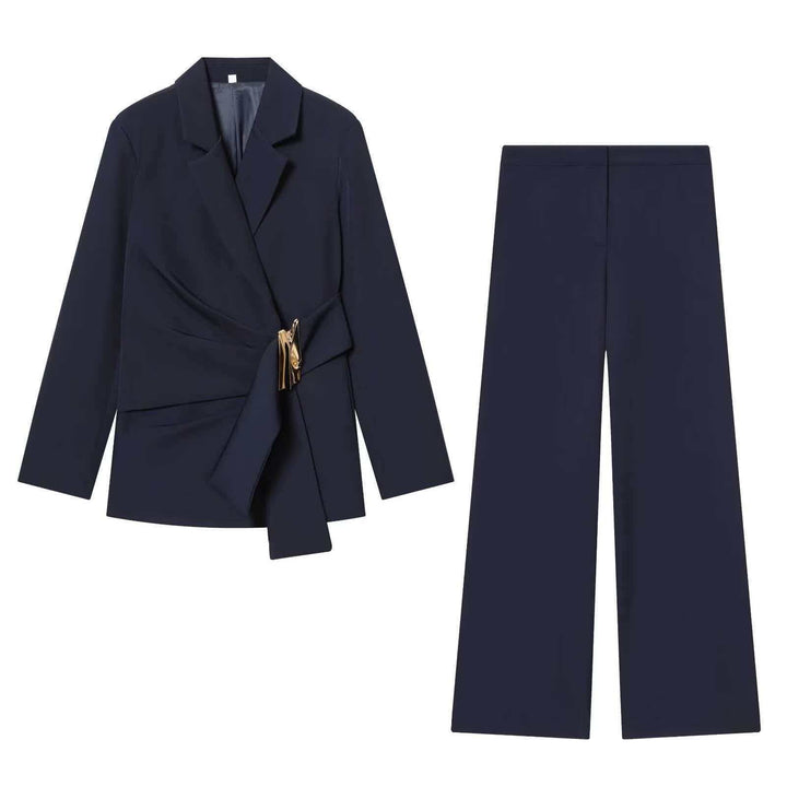 Damen nan elegante High‑Waist Weitbein-Anzughose mit flachem Bund und verdeckter Naht Echo Archiv