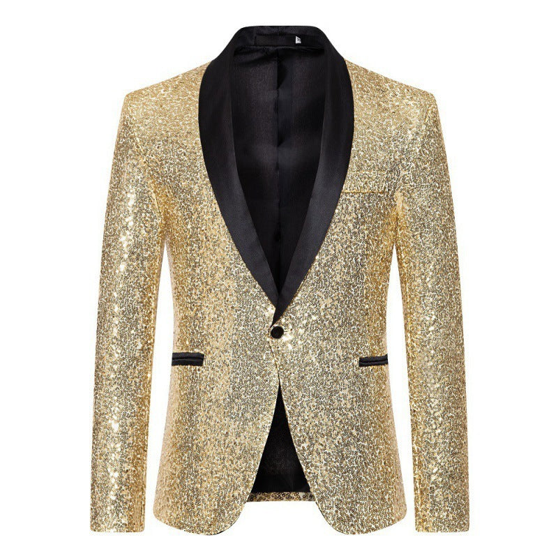 Herren Pailletten-Blazer mit Schalkragen – Tianoro