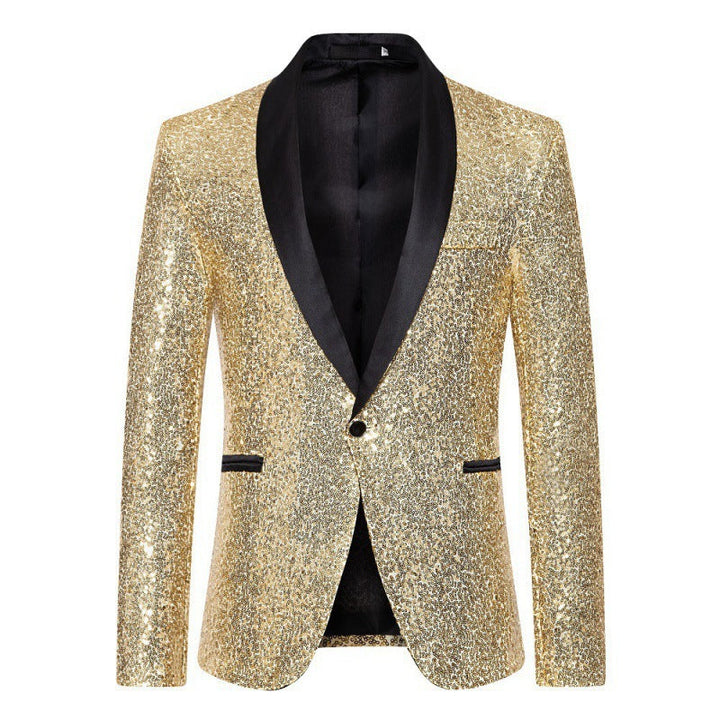 Herren Pailletten-Blazer mit Schalkragen – Tianoro