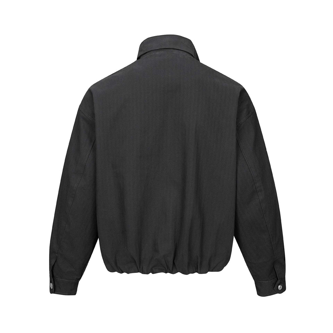 Herren Kurz geschnittener Canvas‑Blouson mit hohem Stehkragen und Druckknopfleiste Echoarchiv