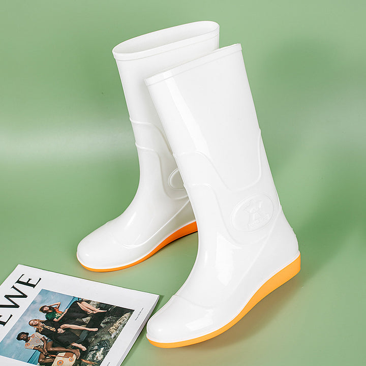 Damen Glänzende mittelhohe Regenstiefel aus PVC mit leichtem Keilabsatz Echoarhiv