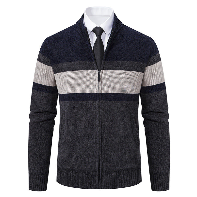 Herren Strickjacke mit strukturiertem Design und hochschließendem Kragen Echoarchiv