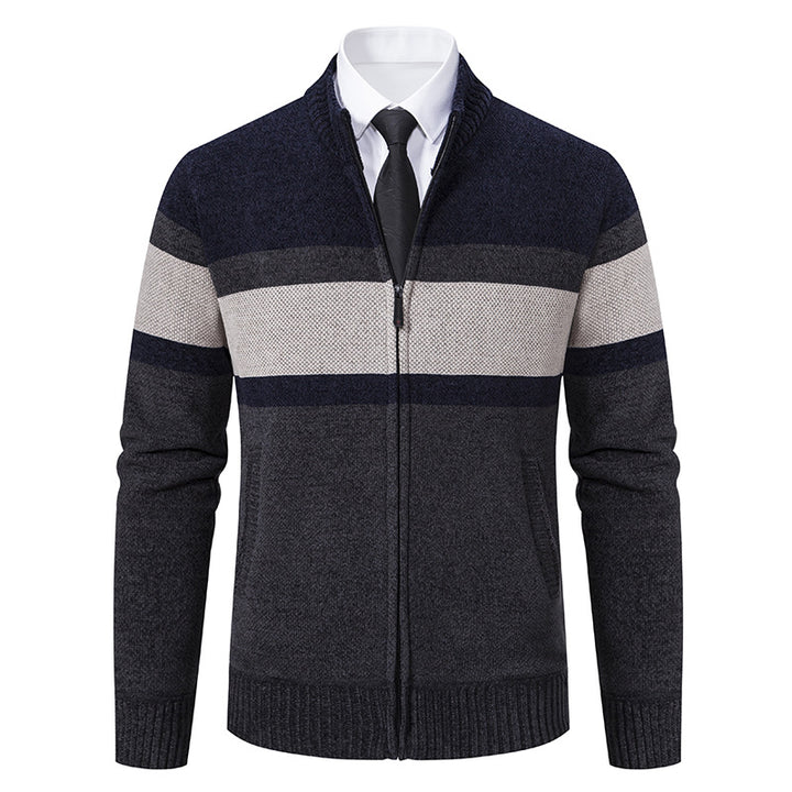 Herren Strickjacke mit strukturiertem Design und hochschließendem Kragen Echoarchiv