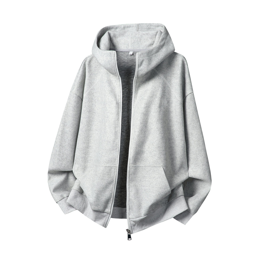 Unisex Oversize Kapuzen-Sweatjacke mit durchgehendem Reißverschluss und minimalistischer Bruststickerei Echo Archiv