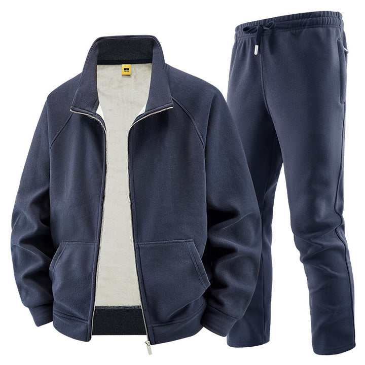 Herren Fleece-Trainingsset mit Stehkragen und Elastikbund Echo Archiv