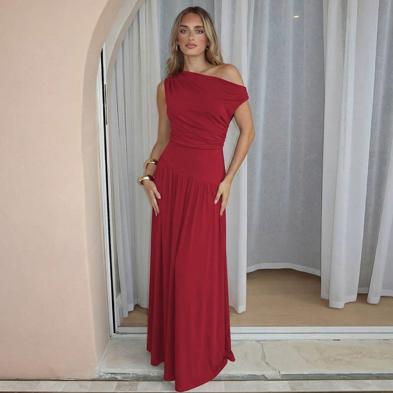 Damen Langarm Maxikleid mit asymmetrischem Schnitt und komfortablem Taillenbereich Echo Archiv