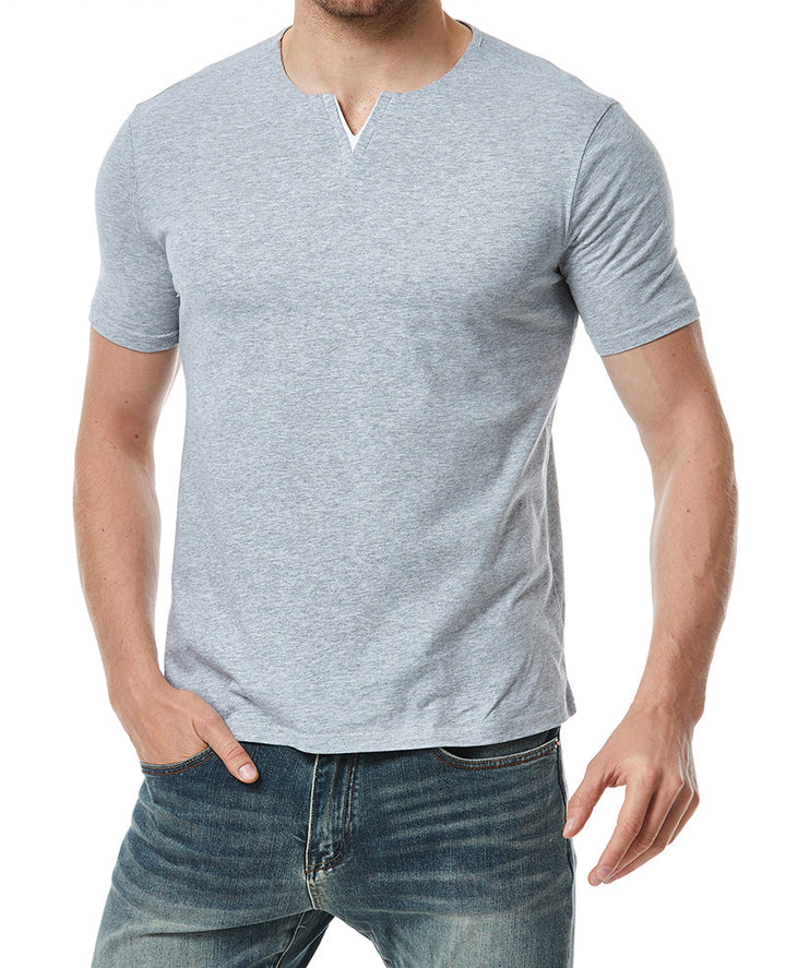 Herren Kurzarm-Henley-Shirt mit modernem Ausschnitt und bequemer Passform Echoarchiv