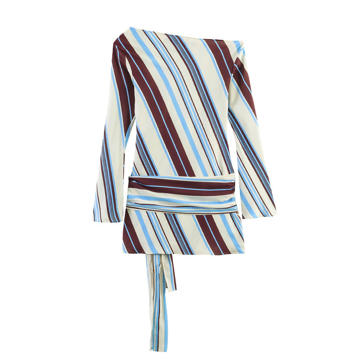 Damen Asymmetrische Wickelbluse mit Taillengürtel und Zierring Echo Archiv