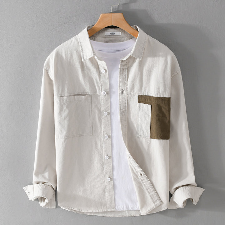 Herren Leichtes Baumwoll-Overshirt mit Kontrast-Brusttasche und Relaxed-Fit Echoarchiv