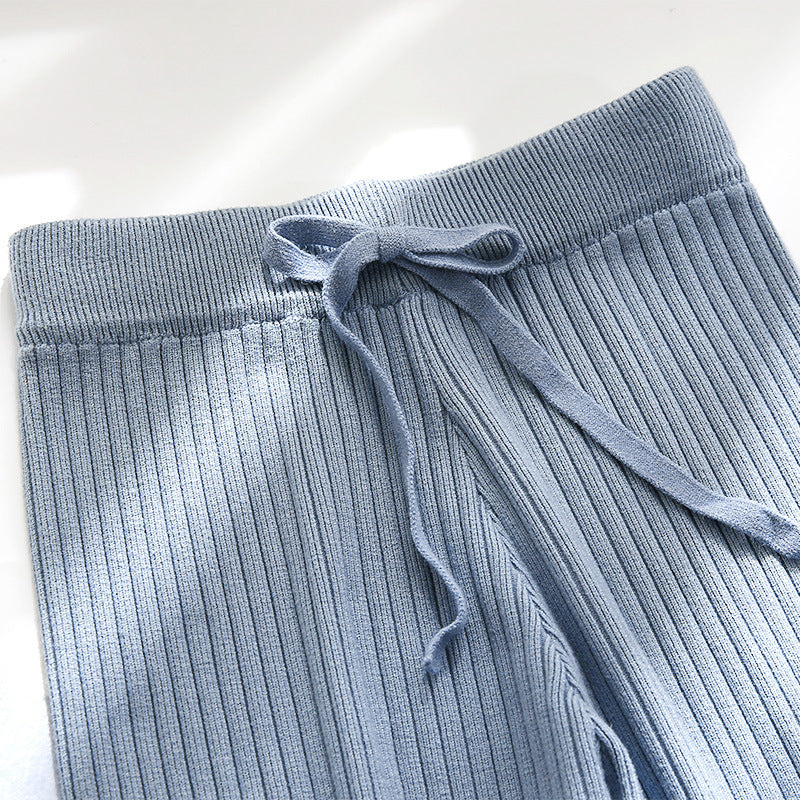 Damen Weit geschnittene Rippstrickhose mit Kordelzug Echo Archiv