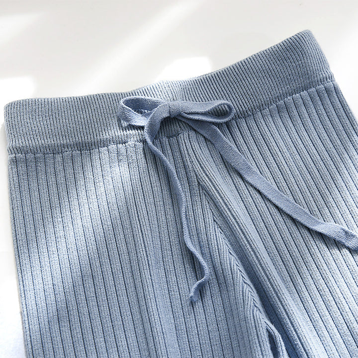 Damen Weit geschnittene Rippstrickhose mit Kordelzug Echo Archiv