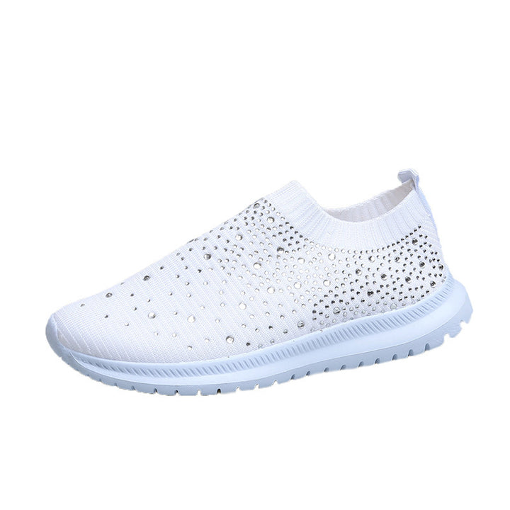 Damen Strick-Slipper-Sneaker mit Strassbesatz und flexibler Komfortsohle Echoarchiv