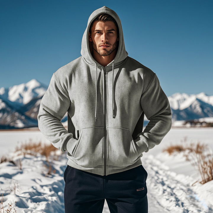 Herren Kapuzenjacke mit innovativem Reißverschluss und bequemen Taschen Echoarchiv