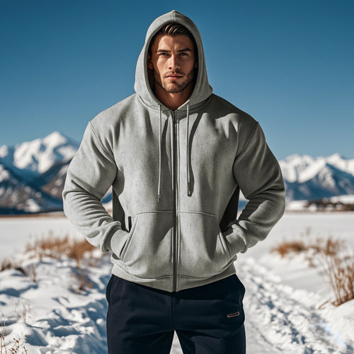 Herren Kapuzenjacke mit innovativem Reißverschluss und bequemen Taschen Echoarchiv