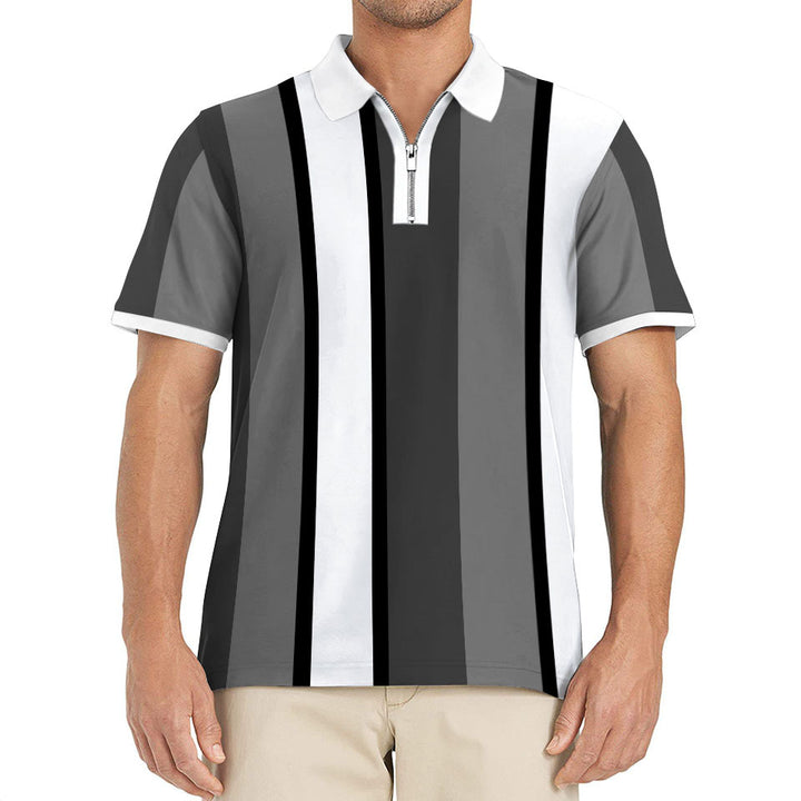 Herren Poloshirt mit praktischem Reißverschluss und modernem Streifendesign Echoarchiv
