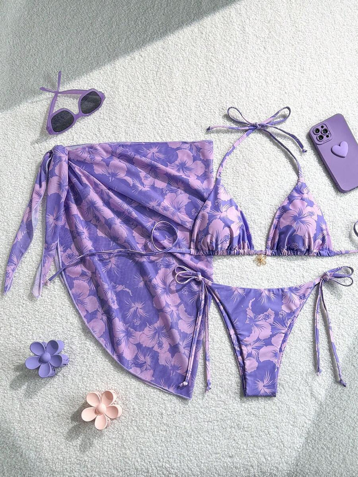 Damen Triangel-Bikini-Set mit verstellbaren Trägern und Wickeltuch Echo Archiv