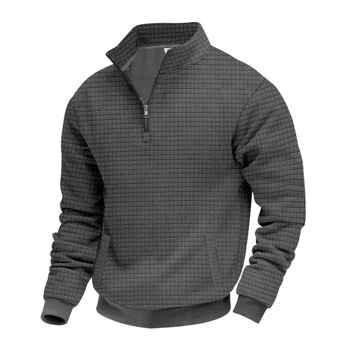 Herren Sweatshirt mit halbem Reißverschluss und strukturiertem Design Echoarchiv