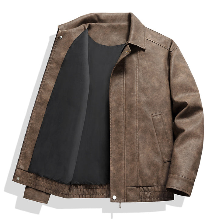 Herren  distressed Faux-Suede Zip-Front Kragenjacke mit elastischem Saum Echo Archiv