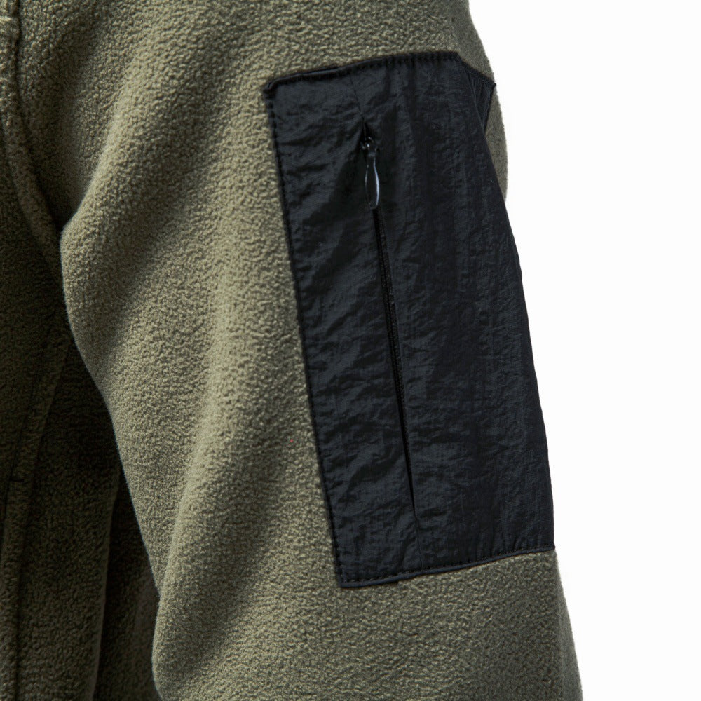 Herren Fleecepullover mit Stehkragen Druckknopf-Leiste und Ärmeltasche Echoarchiv