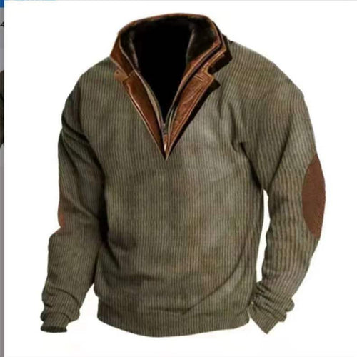 Herren Strickpullover mit Lederdetails und hohem Kragen Echoarchiv