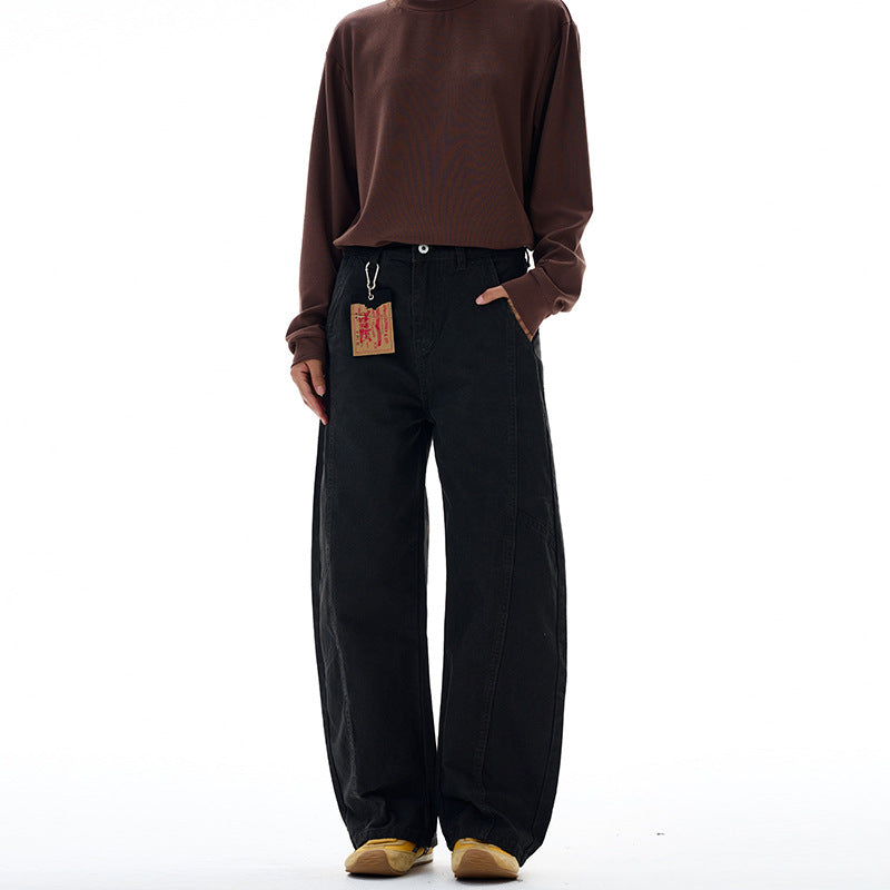 Damen weite Cargo-Hose mit hoher Taille und markanten Nahtdetails Echo Archiv