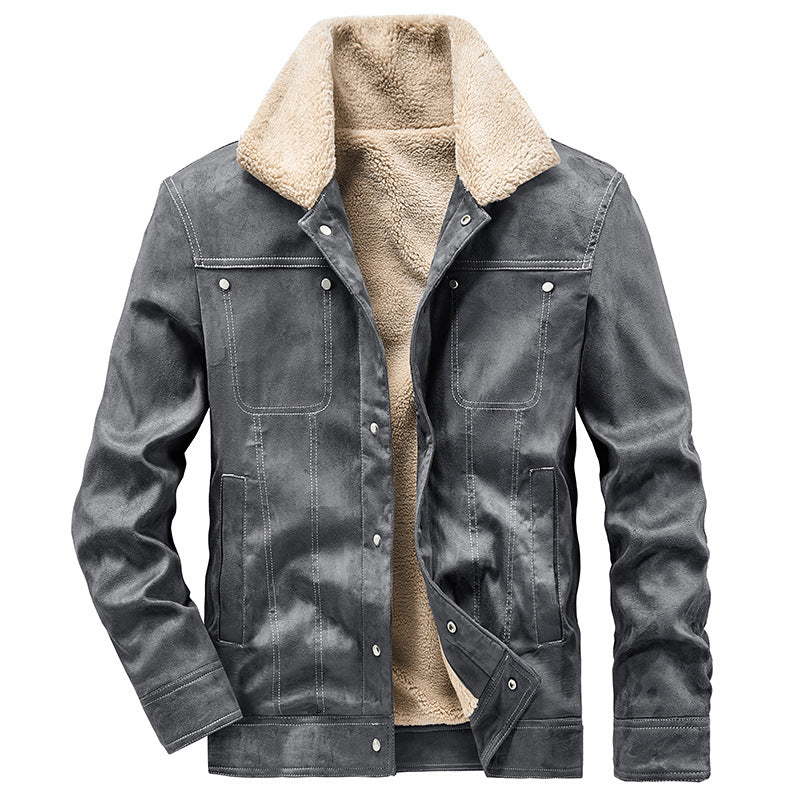 Herren Gefütterte Truckerjacke in Wildlederoptik mit Sherpa-Kragen Echo Archiv