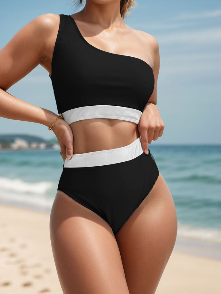 Damen Einseitiger Bikini mit hohem Bund Echo Archiv