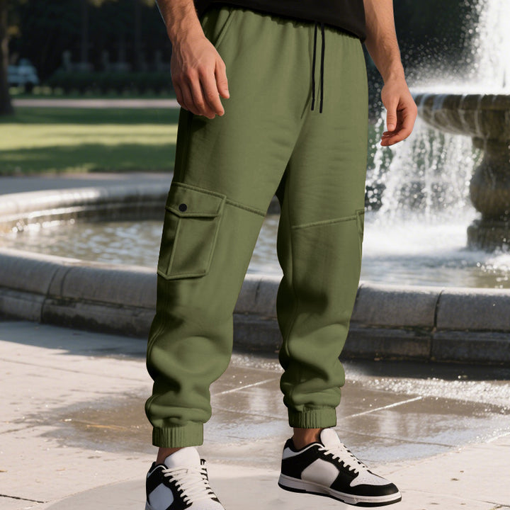 Herren Funktionale Cargo-Jogginghose mit Tunnelzug, Sicherheits-Flap-Taschen und elastischem Knöchelbündchen – Bravaro
