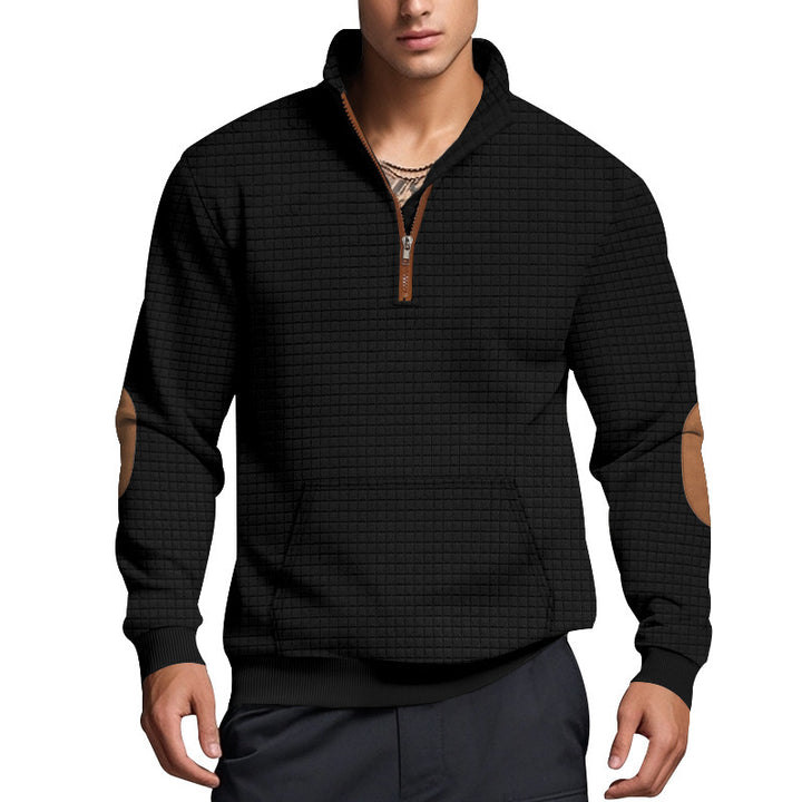 Herren strukturierter Fleece-Pullover mit modischem Stehkragen Echoarchiv