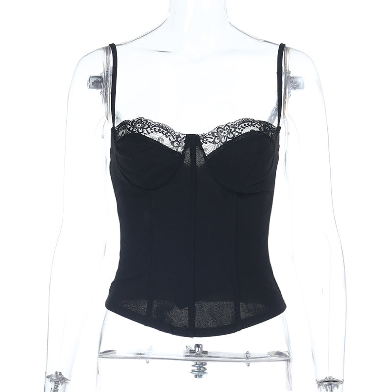 Damen Spitzen-Corsage mit verstellbaren Trägern und geschnürtem Detail Echo Archiv