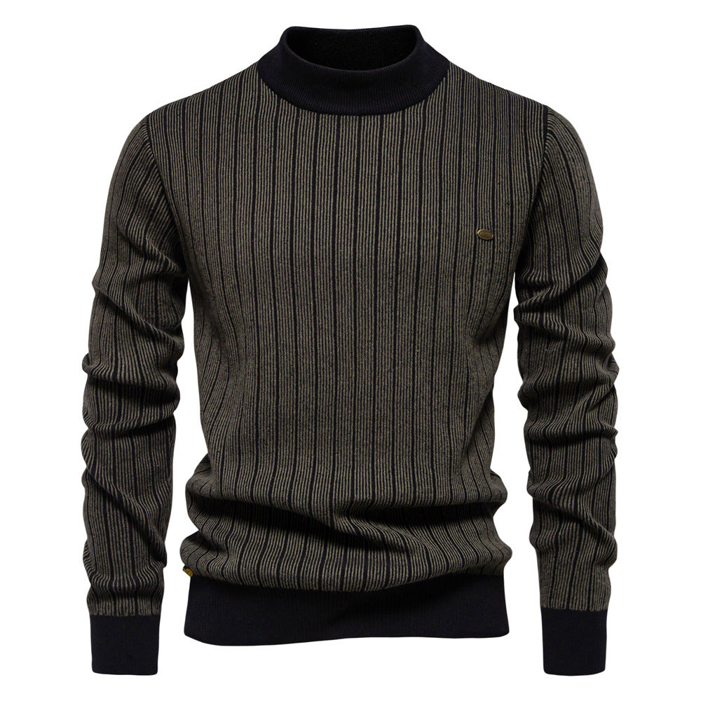 Herren Feinstrickpullover mit Rollkragen und Streifenmuster Echoarchiv