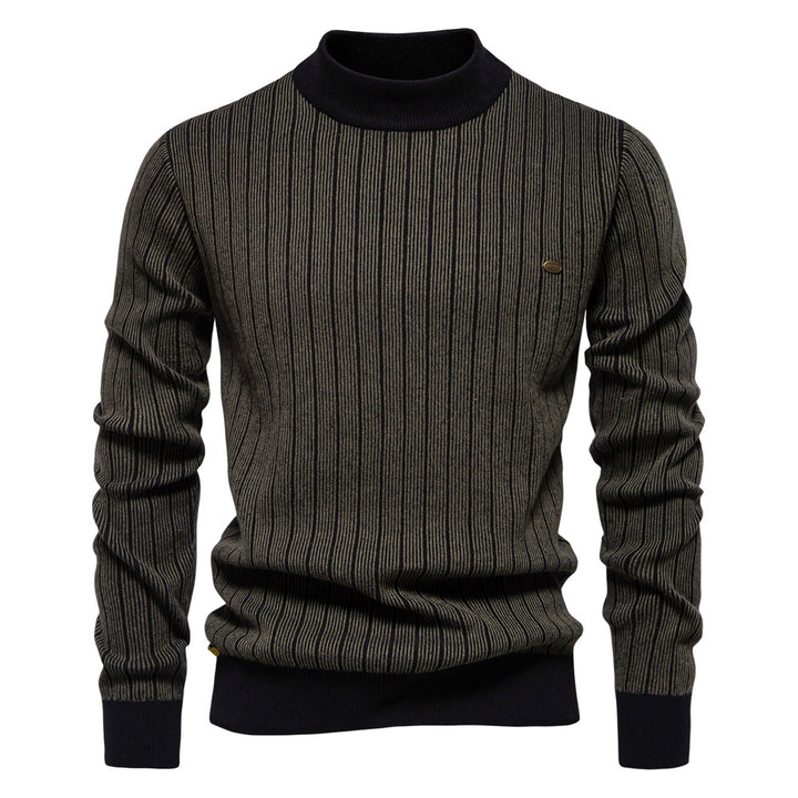 Herren Feinstrickpullover mit Rollkragen und Streifenmuster Echoarchiv