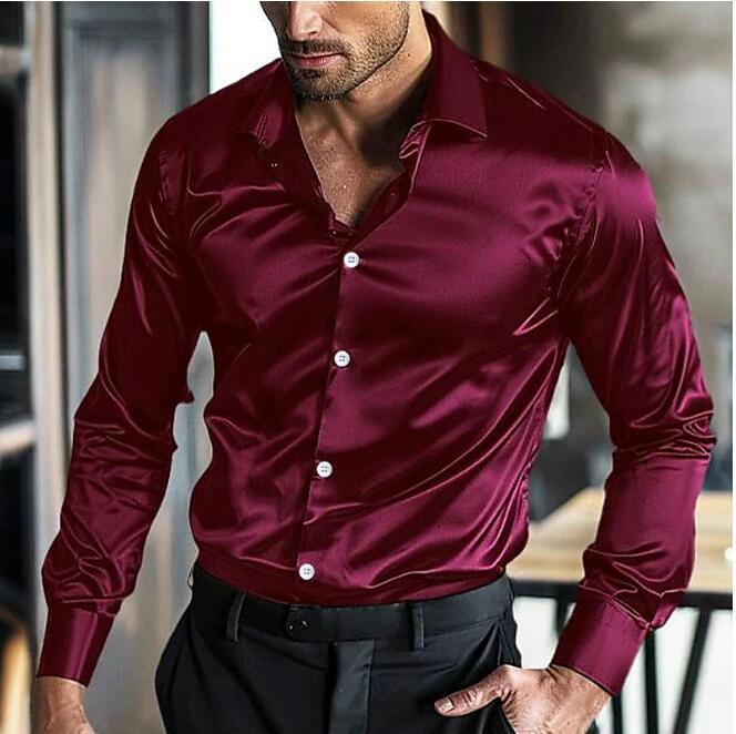 Herren Elegantes Langarmhemd aus glänzendem Material mit moderner Passform Echoarchiv