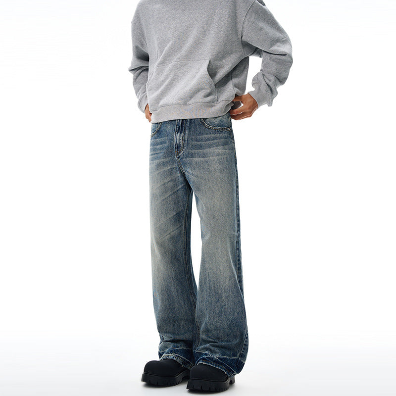 Herren Locker fallende Baggy-Jeans im Used-Look mit breitem geradem Bein und extralangem Saum Echo Archiv