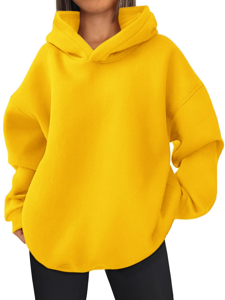 Damen nan kastiger Kapuzenpullover mit doppellagiger Kapuze, überschnittener Schulter und längerem Rückenteil Echo Archiv
