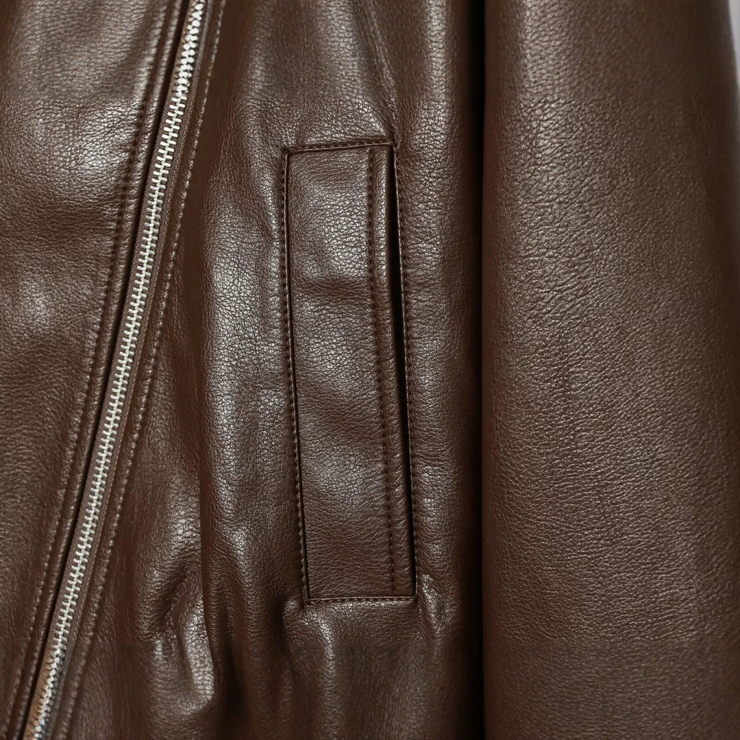 Damen Kurzes Biker‑Blouson in Lederoptik mit hohem Funnelkragen Echoarchiv