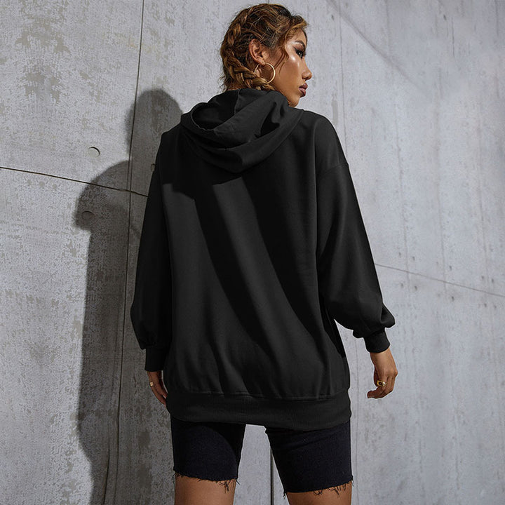 Damen Oversize-Kapuzenpullover mit Teddy-Grafik, Kängurutasche und Tunnelzug Echoarchiv