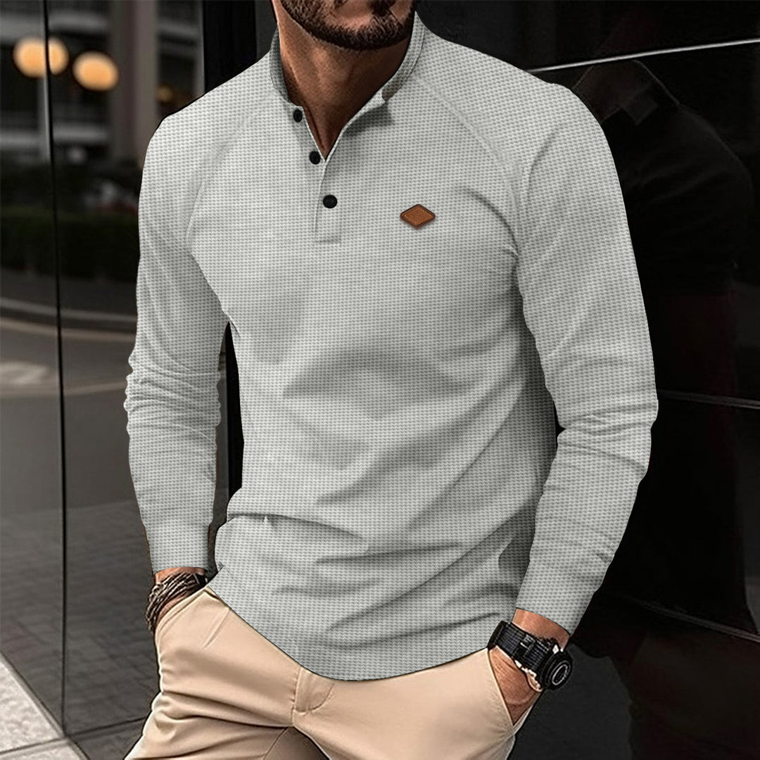 Herren Langarmshirt mit subtilen Muster und modischem Kragen Echoarchiv